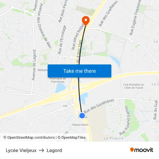 Lycée Vieljeux to Lagord map