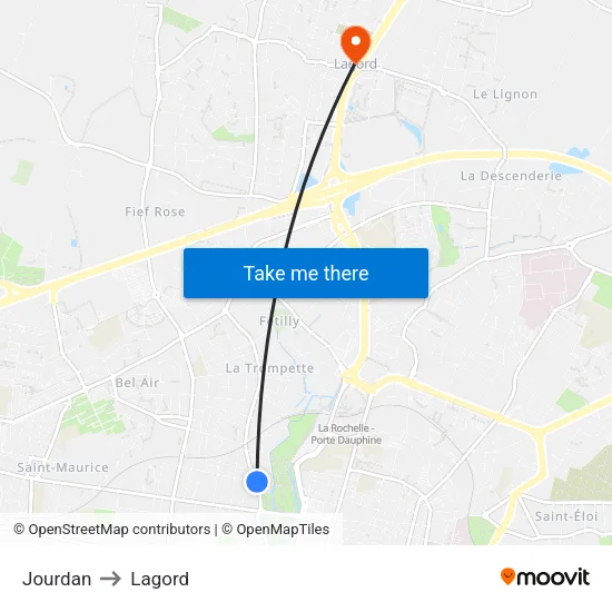 Jourdan to Lagord map