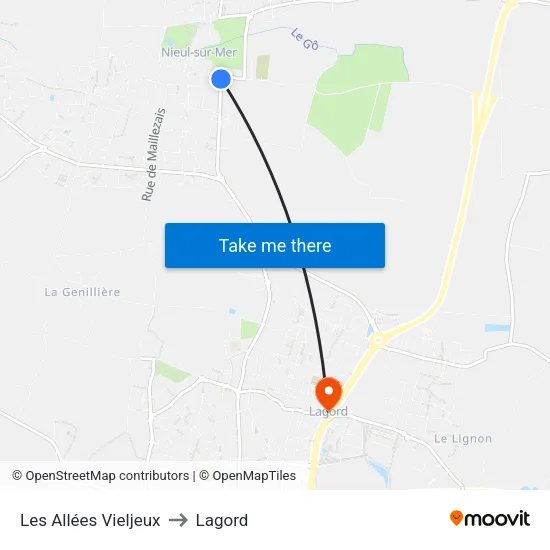 Les Allées Vieljeux to Lagord map