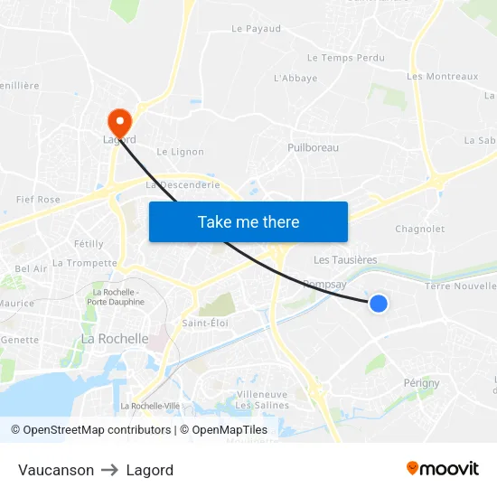 Vaucanson to Lagord map