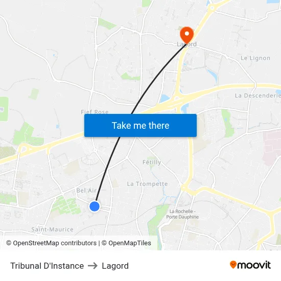Tribunal D'Instance to Lagord map