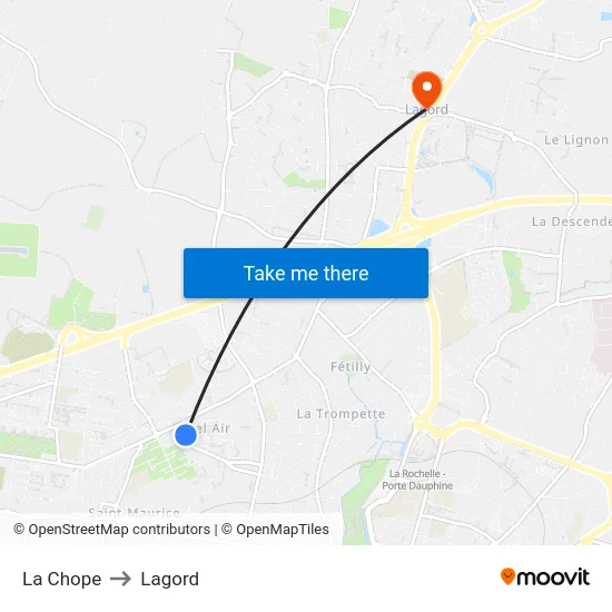 La Chope to Lagord map