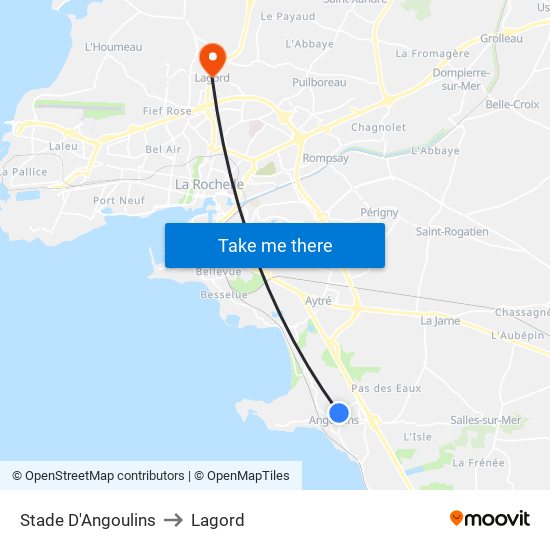 Stade D'Angoulins to Lagord map