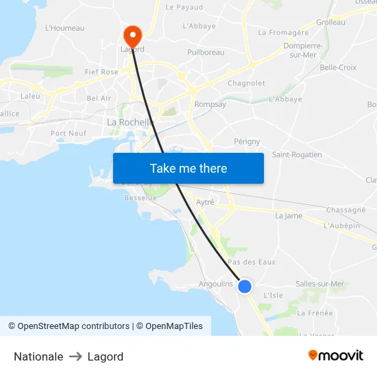 Nationale to Lagord map