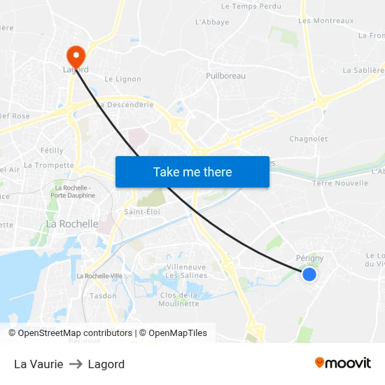 La Vaurie to Lagord map