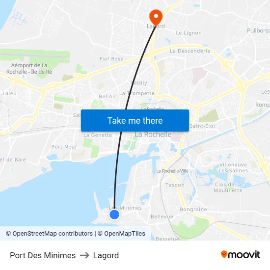 Port Des Minimes to Lagord map
