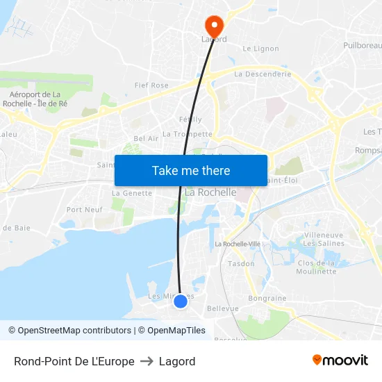 Rond-Point De L'Europe to Lagord map