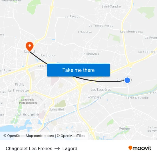 Chagnolet Les Frênes to Lagord map