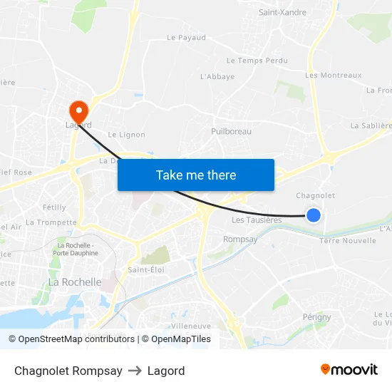 Chagnolet Rompsay to Lagord map