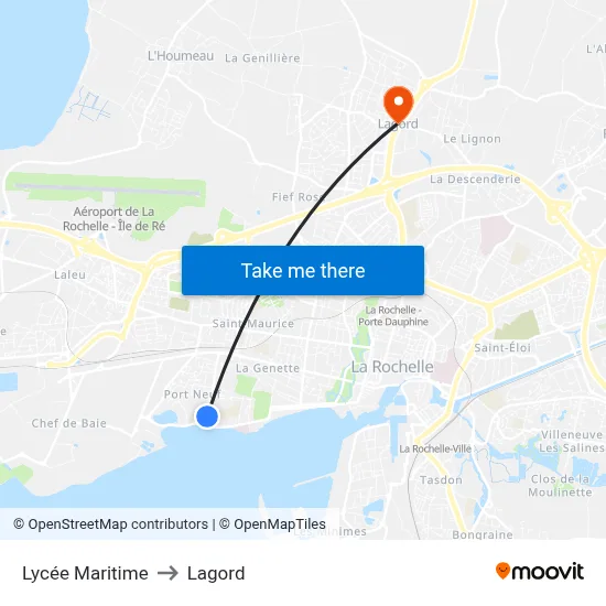 Lycée Maritime to Lagord map