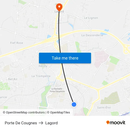 Porte De Cougnes to Lagord map