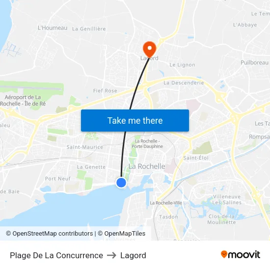 Plage De La Concurrence to Lagord map
