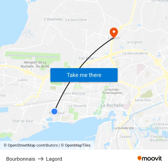 Bourbonnais to Lagord map