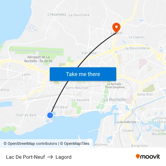 Lac De Port-Neuf to Lagord map