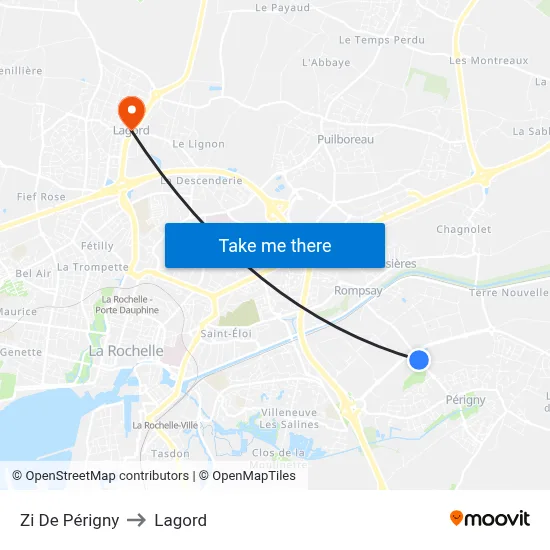 Zi De Périgny to Lagord map