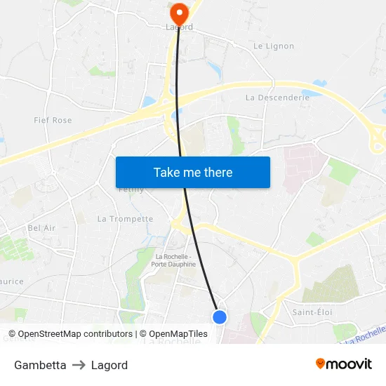 Gambetta to Lagord map