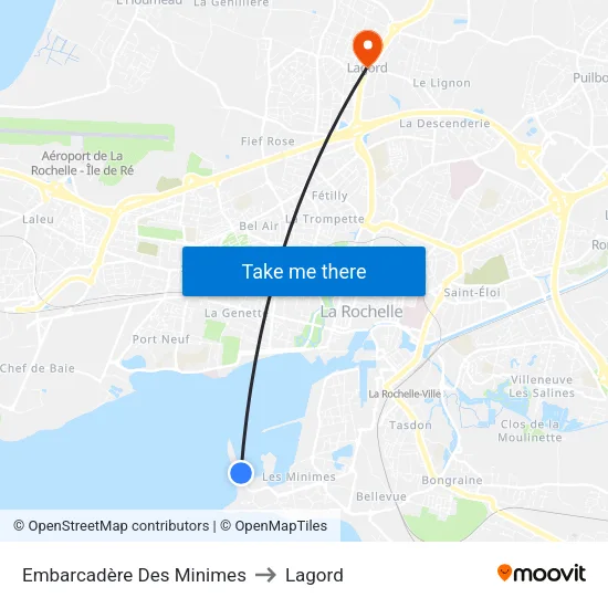 Embarcadère Des Minimes to Lagord map
