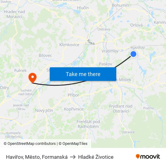 Havířov, Město, Formanská to Hladké Životice map