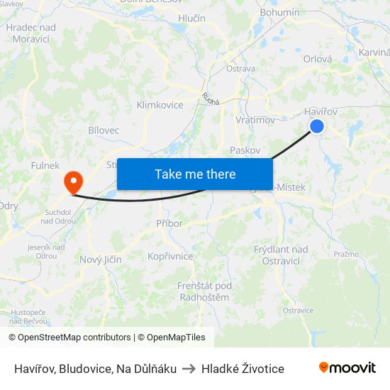 Havířov, Bludovice, Na Důlňáku to Hladké Životice map