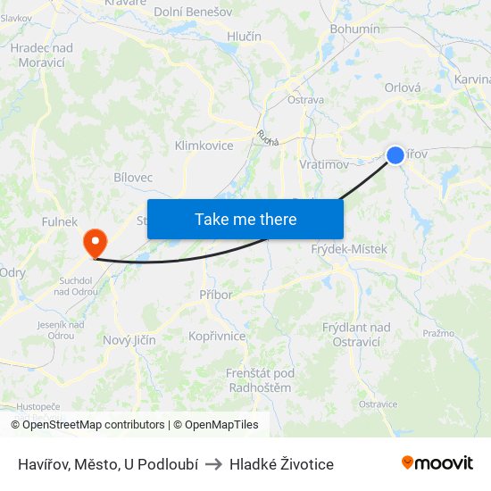 Havířov, Město, U Podloubí to Hladké Životice map