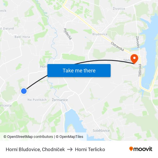 Horní Bludovice, Chodníček to Horni Terlicko map