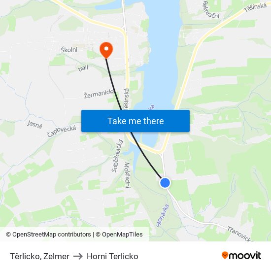 Těrlicko, Zelmer to Horni Terlicko map