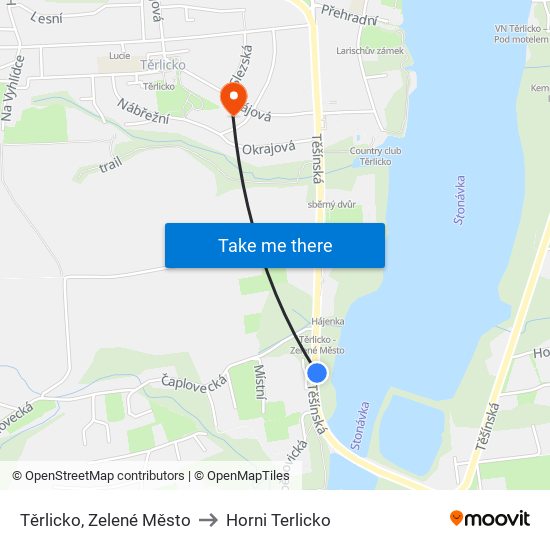 Těrlicko, Zelené Město to Horni Terlicko map