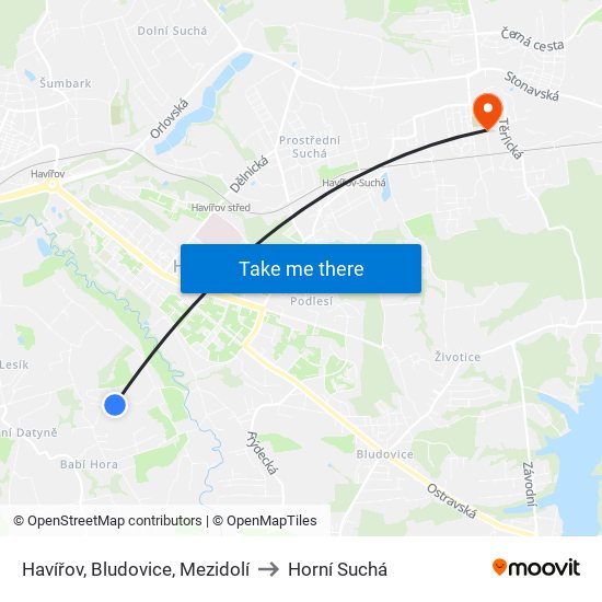 Havířov, Bludovice, Mezidolí to Horní Suchá map