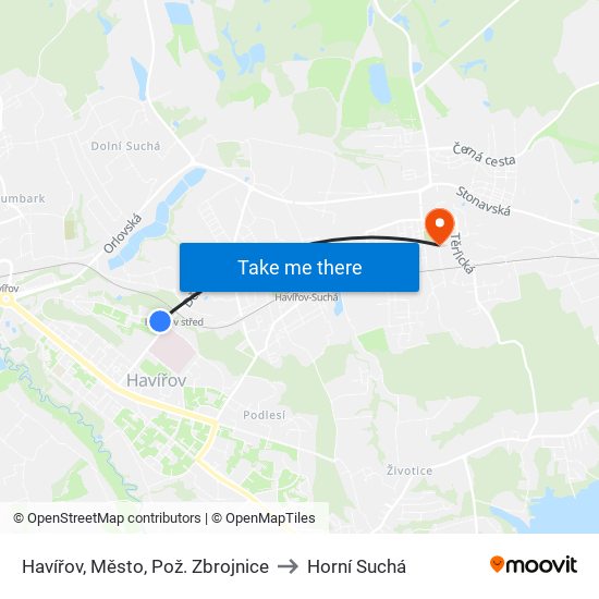 Havířov, Město, Pož. Zbrojnice to Horní Suchá map