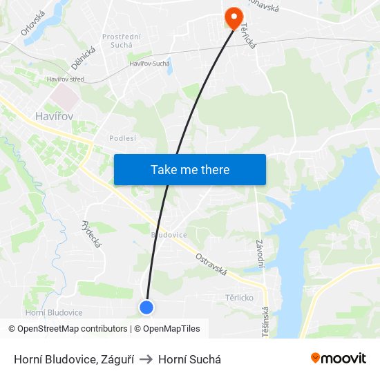 Horní Bludovice, Záguří to Horní Suchá map