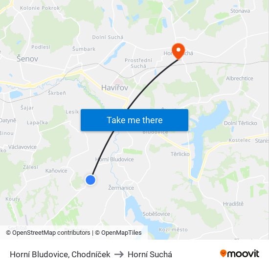 Horní Bludovice, Chodníček to Horní Suchá map