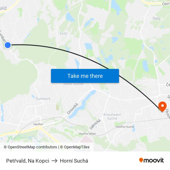 Petřvald, Na Kopci to Horní Suchá map