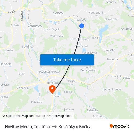 Havířov, Město, Tolstého to Kunčičky u Bašky map