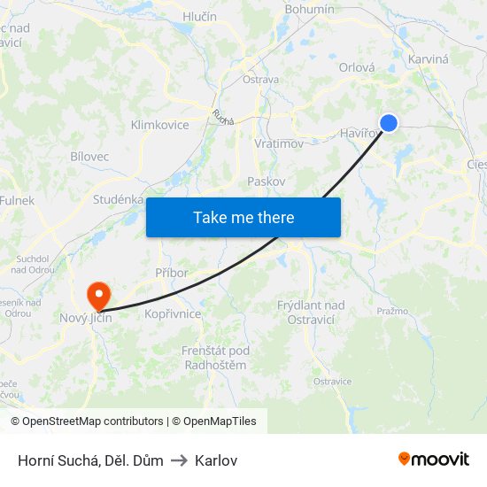 Horní Suchá, Děl. Dům to Karlov map