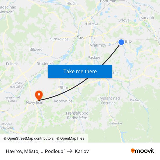 Havířov, Město, U Podloubí to Karlov map