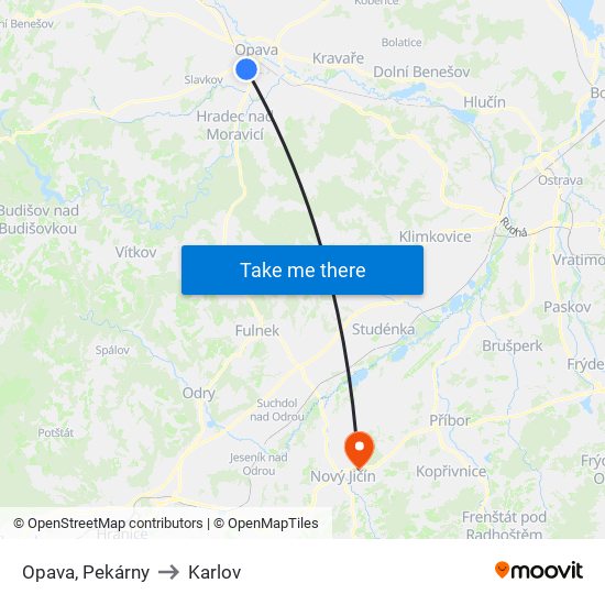 Opava, Pekárny to Karlov map