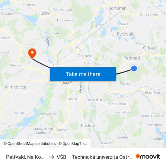 Petřvald, Na Kopci to VŠB – Technická univerzita Ostrava map