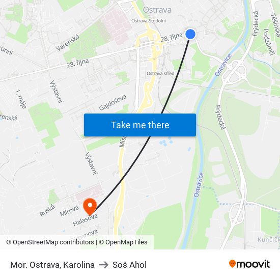 Mor. Ostrava, Karolina to Soš Ahol map