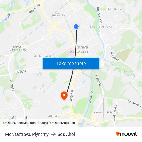 Mor. Ostrava, Plynárny to Soš Ahol map