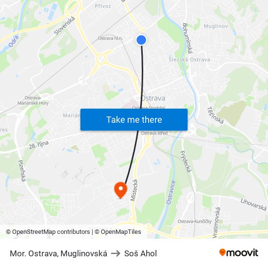 Mor. Ostrava, Muglinovská to Soš Ahol map