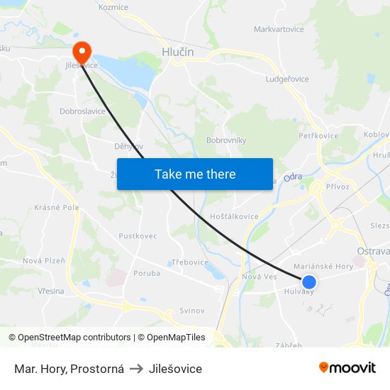 Mar. Hory, Prostorná to Jilešovice map