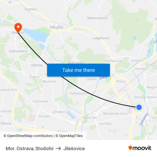 Mor. Ostrava, Stodolní to Jilešovice map