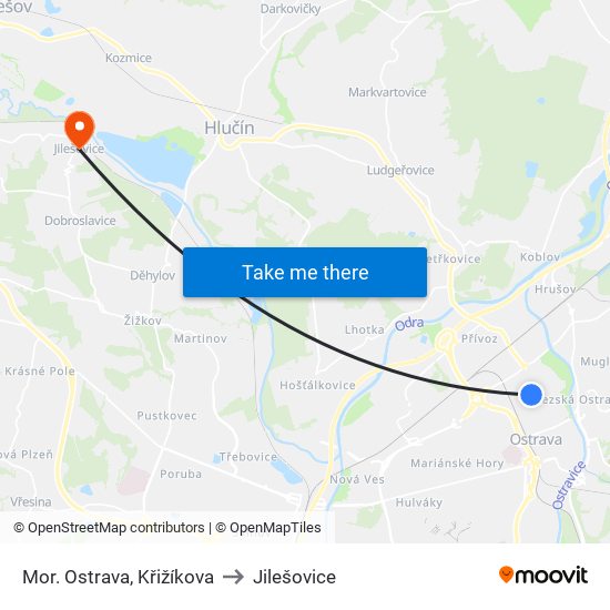Mor. Ostrava, Křižíkova to Jilešovice map