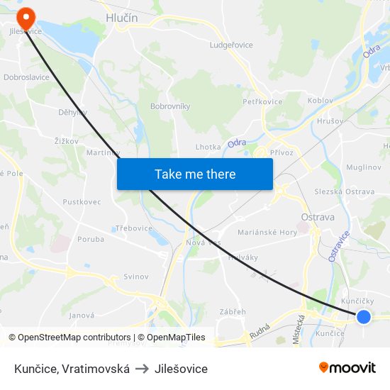 Kunčice, Vratimovská to Jilešovice map