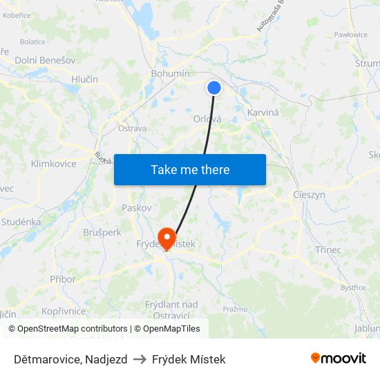 Dětmarovice, Nadjezd to Frýdek Místek map