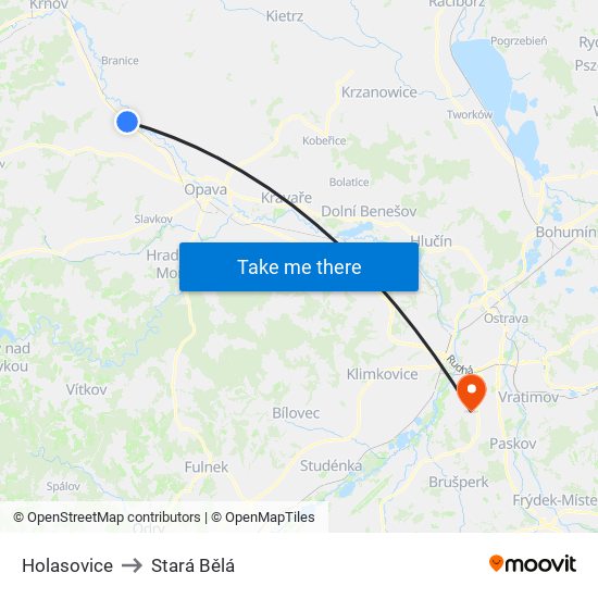 Holasovice to Stará Bělá map