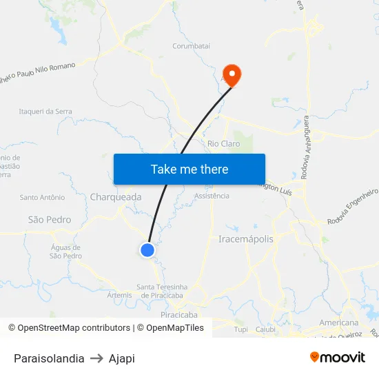 Paraisolandia to Ajapi map