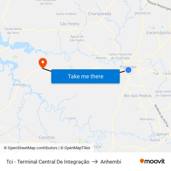 Tci - Terminal Central De Integração to Anhembi map