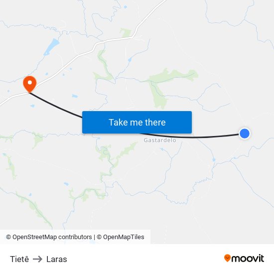 Tietê to Laras map