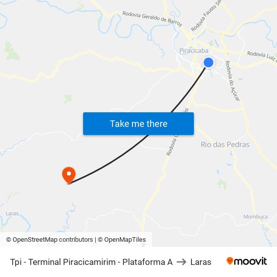 Tpi - Terminal Piracicamirim - Plataforma A to Laras map